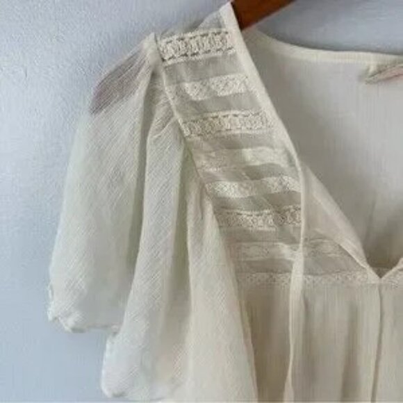 Mudd Cream Lace Prairie Blouse Size Medium Cottagecore Cute Pretty Chic - Picture 4 of 13